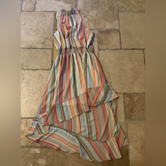 Striped Multicolor Halter Dress - Picture 2 of 4